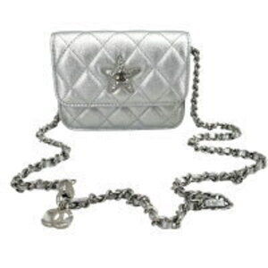 CHANEL Matelasse Chain Shoulder Bag Coco Mark Star Silver Rhinestones